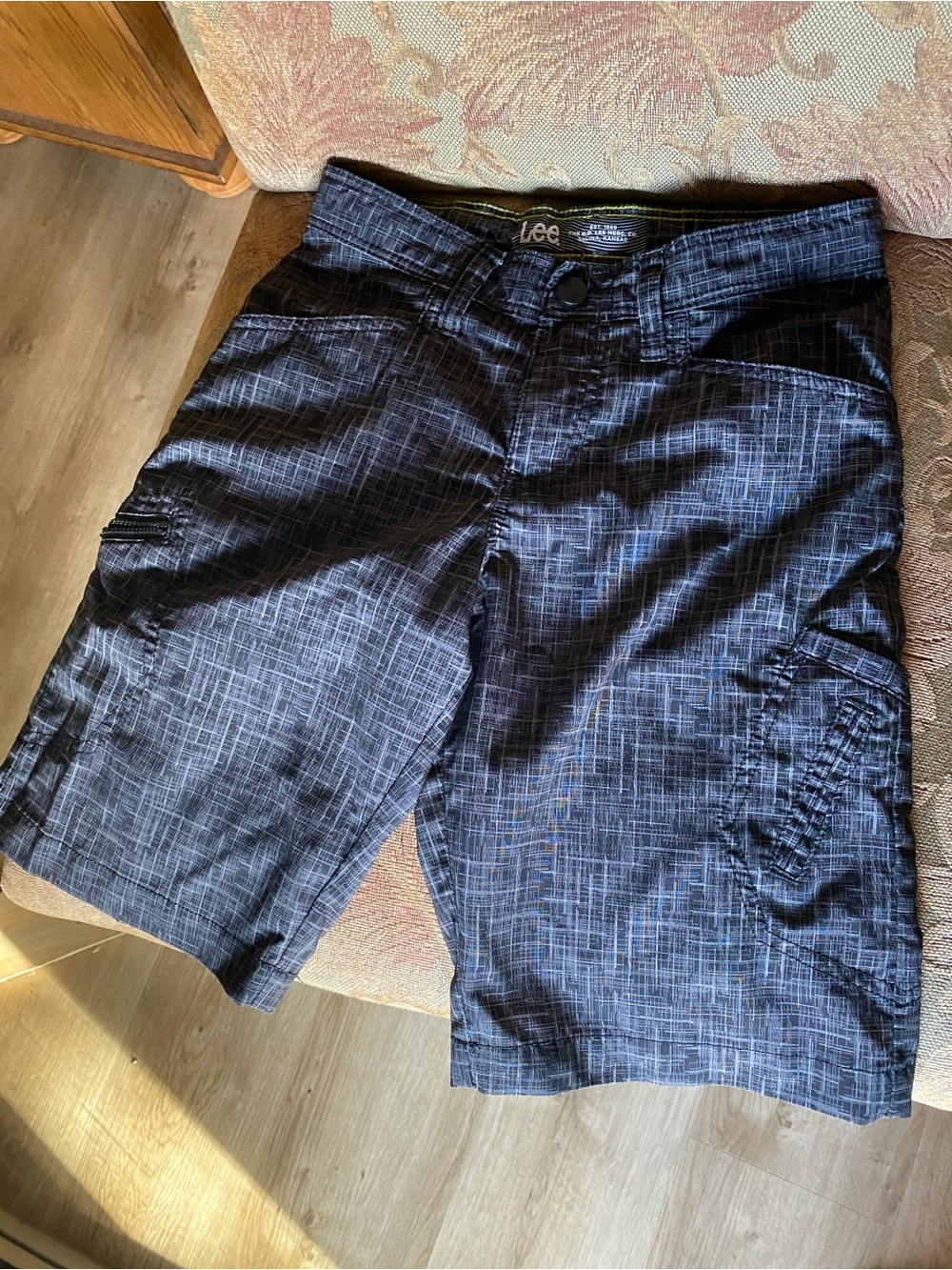 Lee Boys Gray & Black Patterned Cargo Shorts